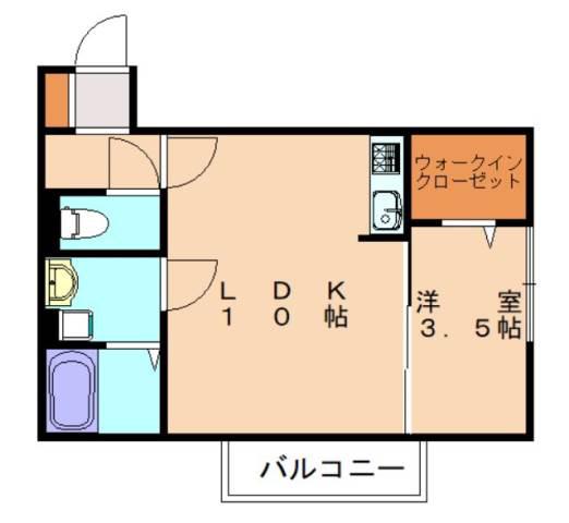 シャトレ若宮 C棟(1LDK/1階)の間取り写真