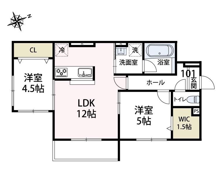 ルガロノイエス(2LDK/1階)の間取り写真