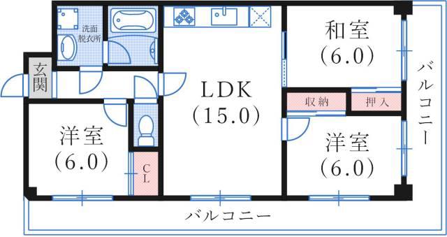 パレルミエール岡本(3LDK/4階)の間取り写真