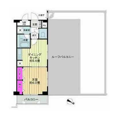 桜木町堂ノ下マンション(1DK/6階)の間取り写真