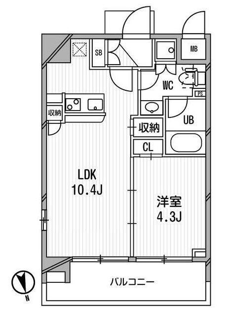 アーデン麻布十番(1LDK/8階)の間取り写真