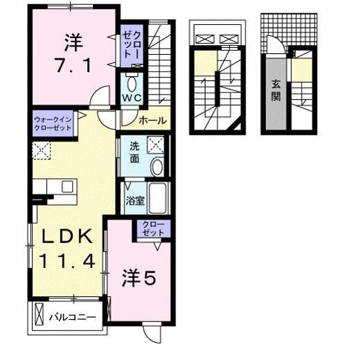 ラ クラルテ 播磨田町(2LDK/3階)の間取り写真