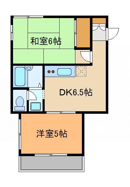 メゾンタナカ(2DK/3階)の間取り写真