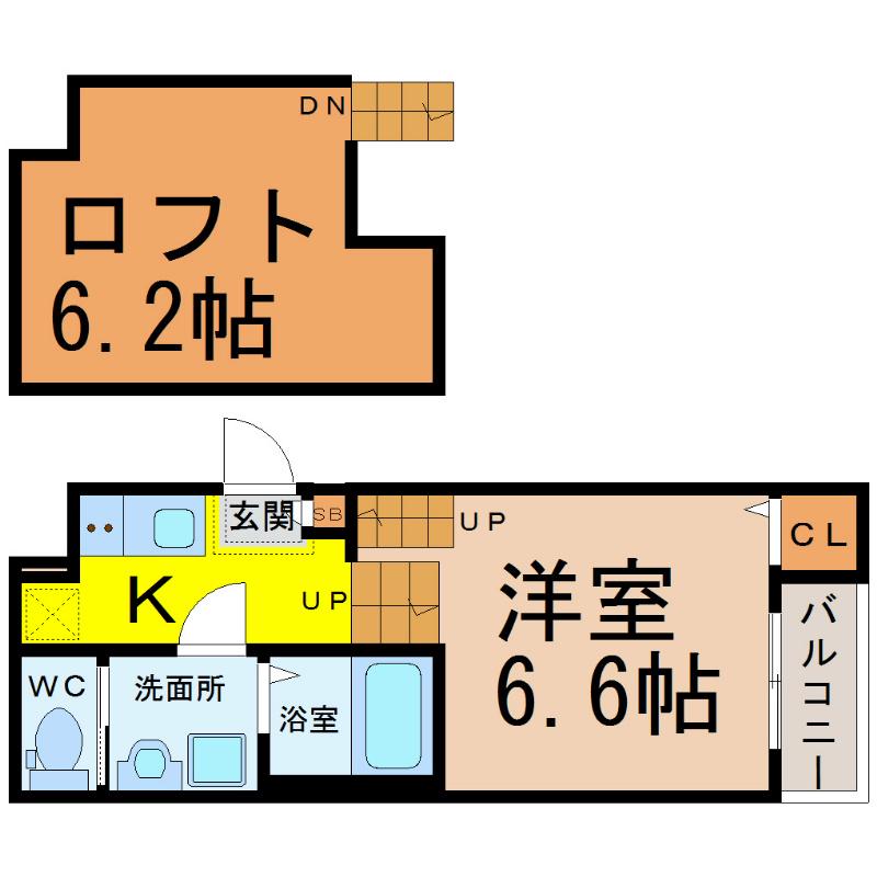 地下鉄名城線 名城公園駅 徒歩11分 2階建 築12年(1K/2階)の間取り写真