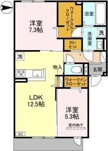 シエル・クレール(2LDK/2階)の間取り写真