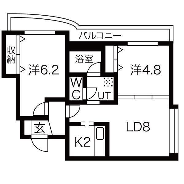 フォレスト神宮前(2LDK/2階)の間取り写真