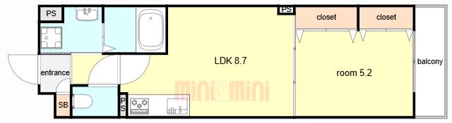クリエオーレ北伊丹(1LDK/2階)の間取り写真