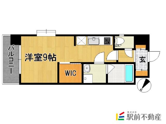 エンクレスト博多駅南III(1K/2階)の間取り写真