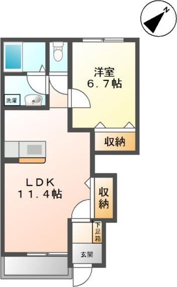 杜のコーポ(1LDK/1階)の間取り写真