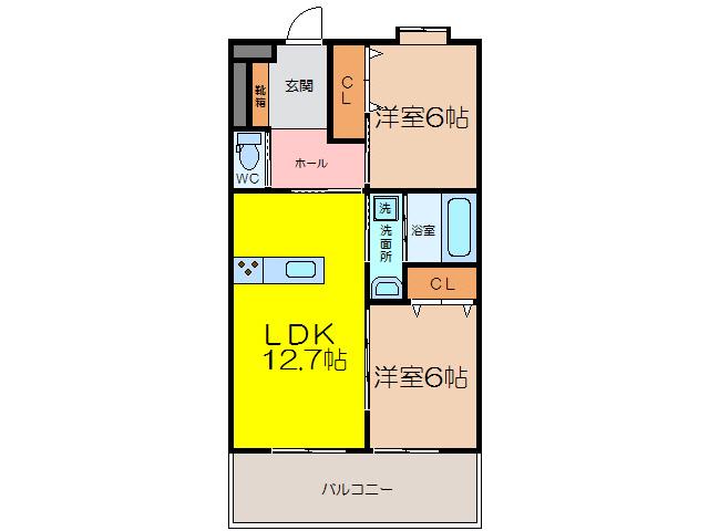 こすもすレジデンス II(2LDK/3階)の間取り写真