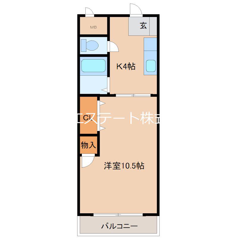 ウッドハウスII(1K/6階)の間取り写真