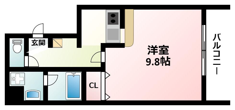 カルム小西II(1K/8階)の間取り写真