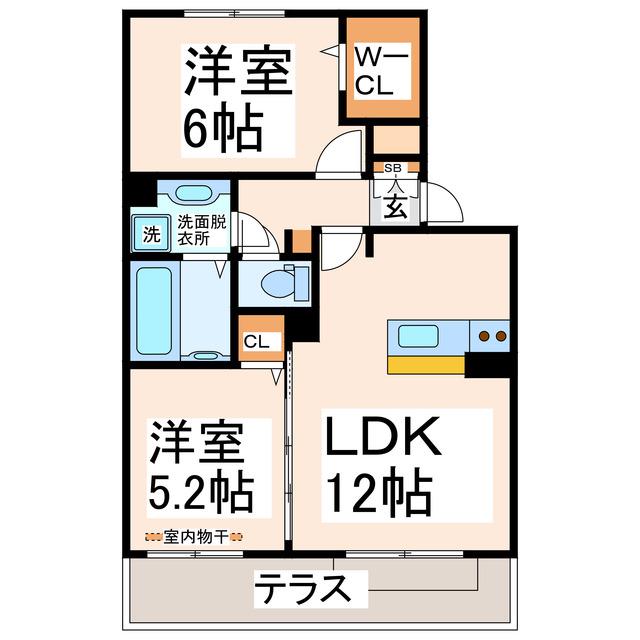 セジュールウィット(2LDK/1階)の間取り写真