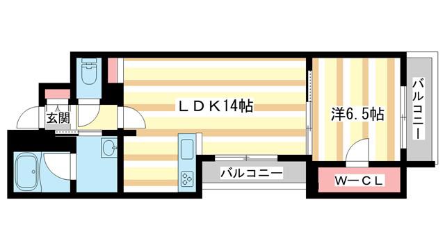 INFINI(1LDK/2階)の間取り写真