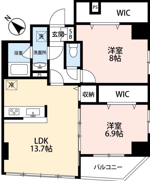 リーベ日本橋(2LDK/7階)の間取り写真