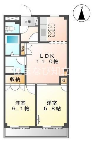 クローバーガーデン(2LDK/1階)の間取り写真