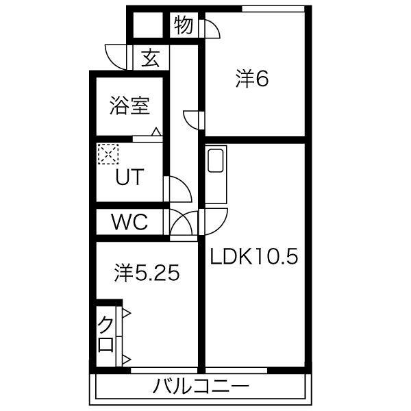 ラティーナ岐阜(2LDK/6階)の間取り写真