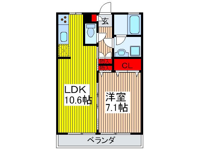 クレール三鈴(1LDK/2階)の間取り写真