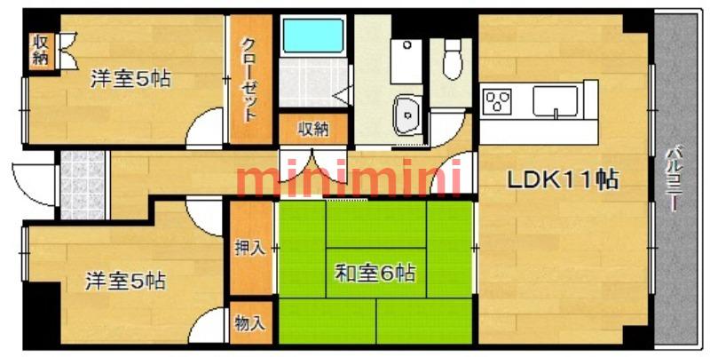 ラフィーネ上牧(3LDK/4階)の間取り写真