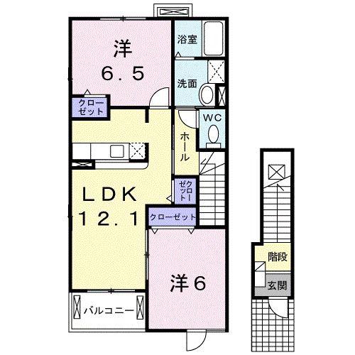 アドラブールB(2LDK/2階)の間取り写真