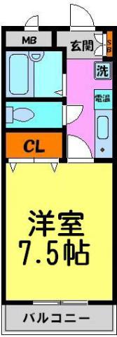 リバティハイム櫻井II(1K/1階)の間取り写真