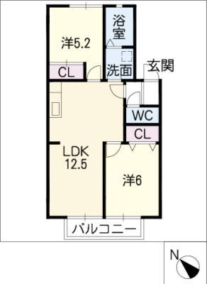 JハイツA(2LDK/2階)の間取り写真
