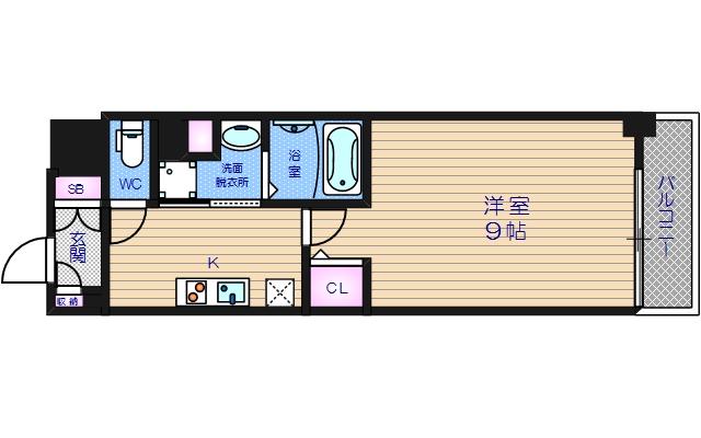 エグゼ心斎橋イースト(1K/4階)の間取り写真