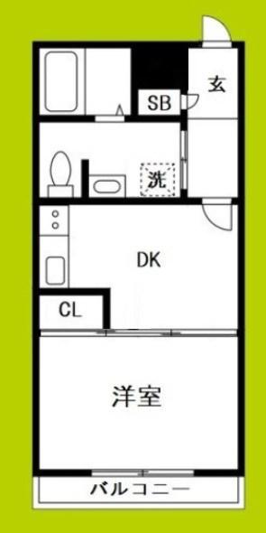 FUKUE BLD(1DK/1階)の間取り写真