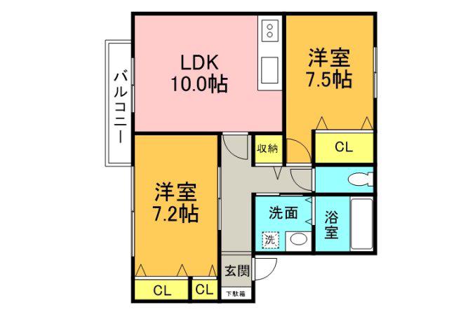 サンコート長束(2LDK/2階)の間取り写真