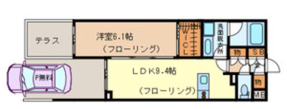 グランガーデン III(1LDK/1階)の間取り写真