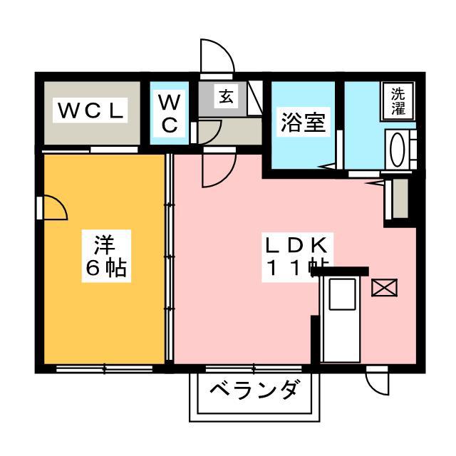 パインクレスト(1LDK/1階)の間取り写真
