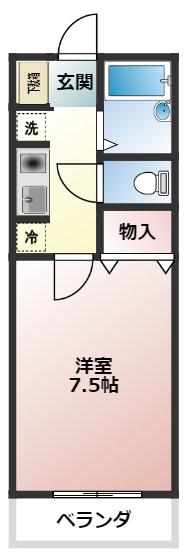 ビューパレス上戸田(1K/1階)の間取り写真