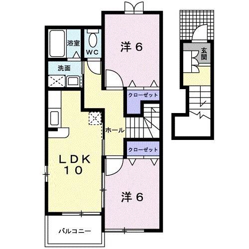 メゾン・ド・シエル弐番館(2LDK/2階)の間取り写真