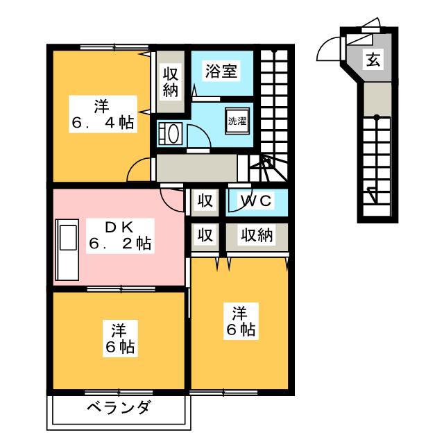 クレストールKIKI B(3DK/2階)の間取り写真