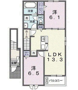 ノイエ ハイマート(2LDK/2階)の間取り写真