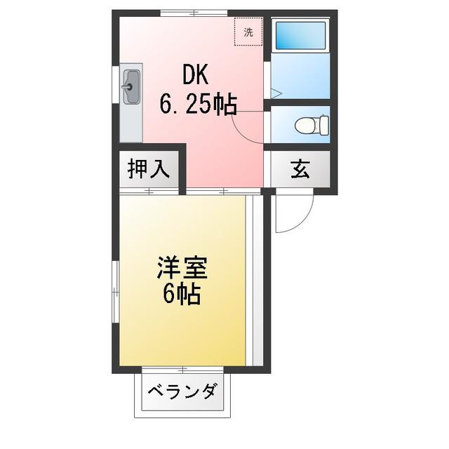 ハイム西青木(1DK/1階)の間取り写真