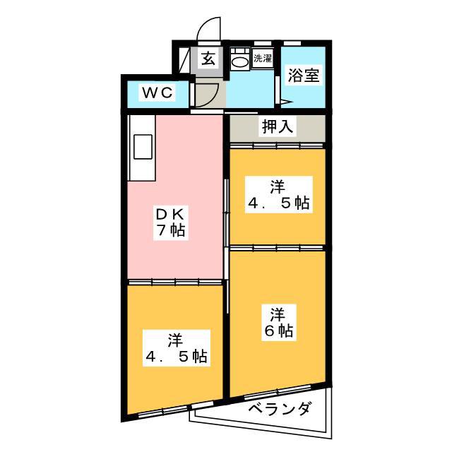 ベルメゾン1(3DK/3階)の間取り写真