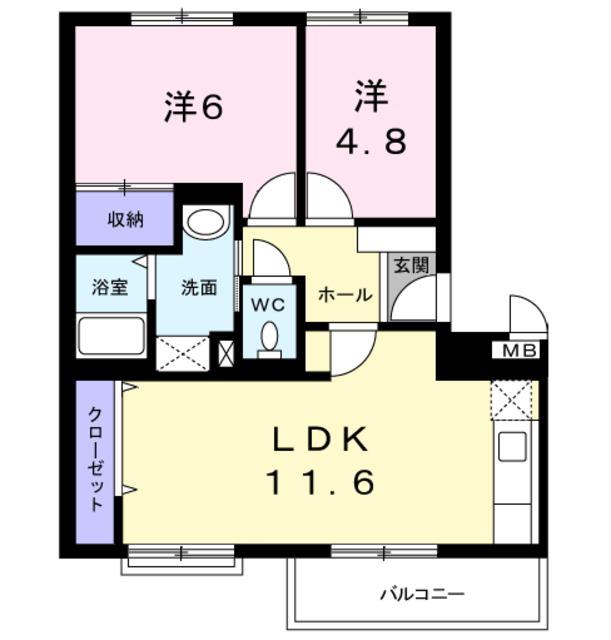 コスモスマンション(2LDK/2階)の間取り写真