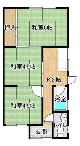 川辺平家D(3K/1階)の間取り写真