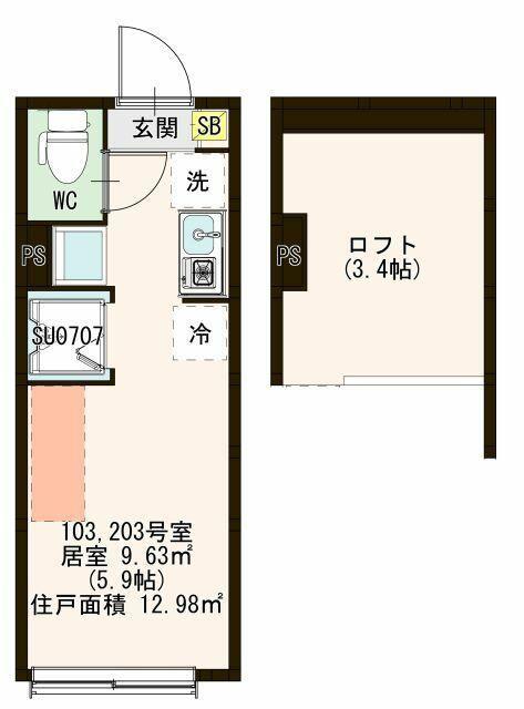 SHURIE中板橋(ワンルーム/1階)の間取り写真