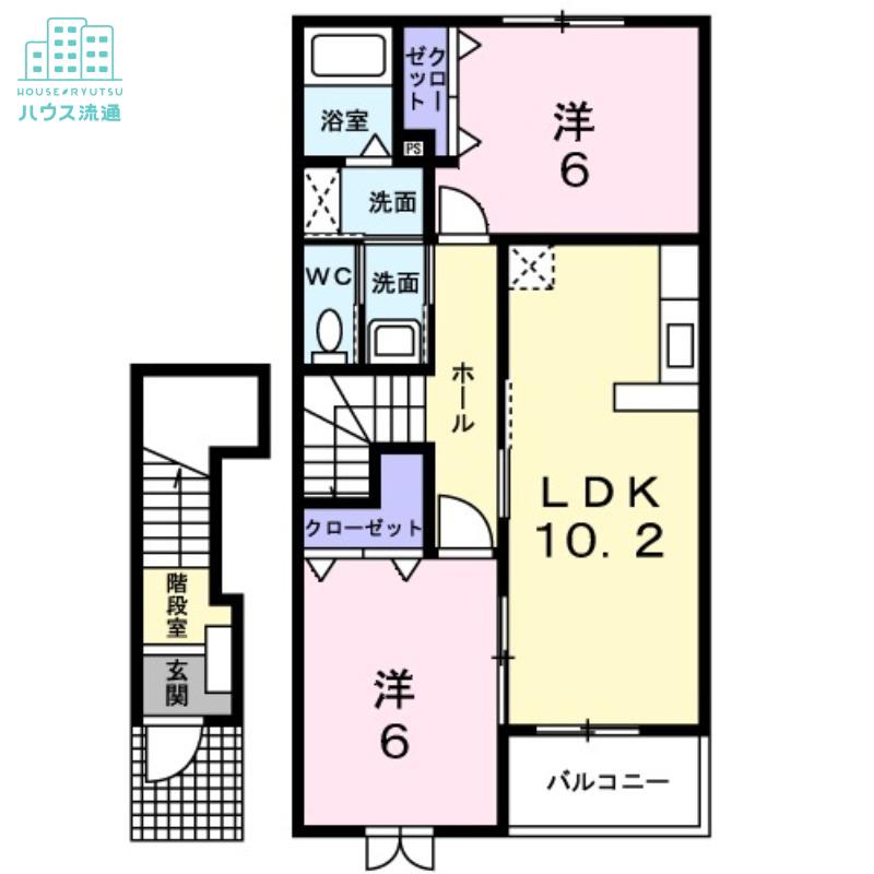 リベール(2LDK/2階)の間取り写真
