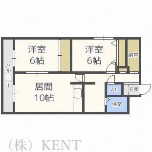 琴似コーポ山竹(2SLDK/5階)の間取り写真