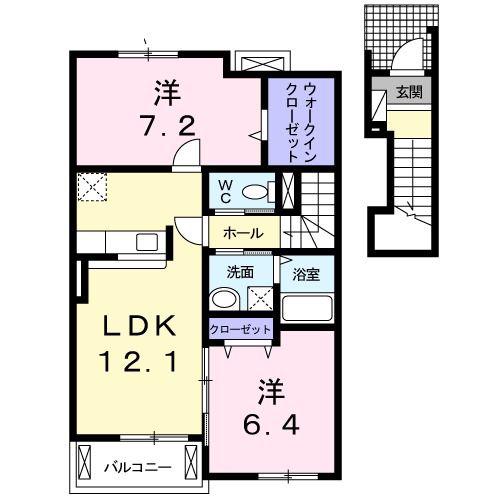 ラ・フォレ・トキワB(2LDK/2階)の間取り写真