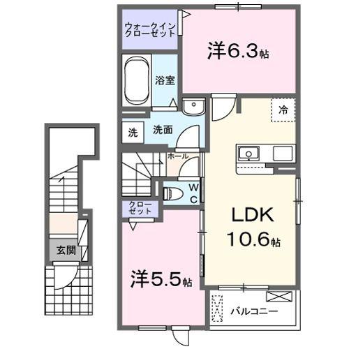 グランデュール N ファインII(2LDK/2階)の間取り写真