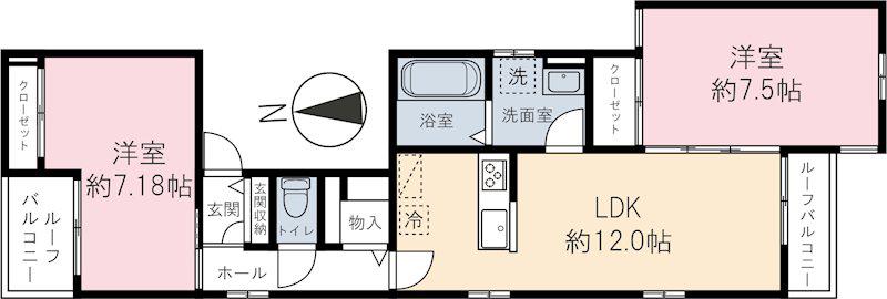 シュエット(2LDK/2階)の間取り写真