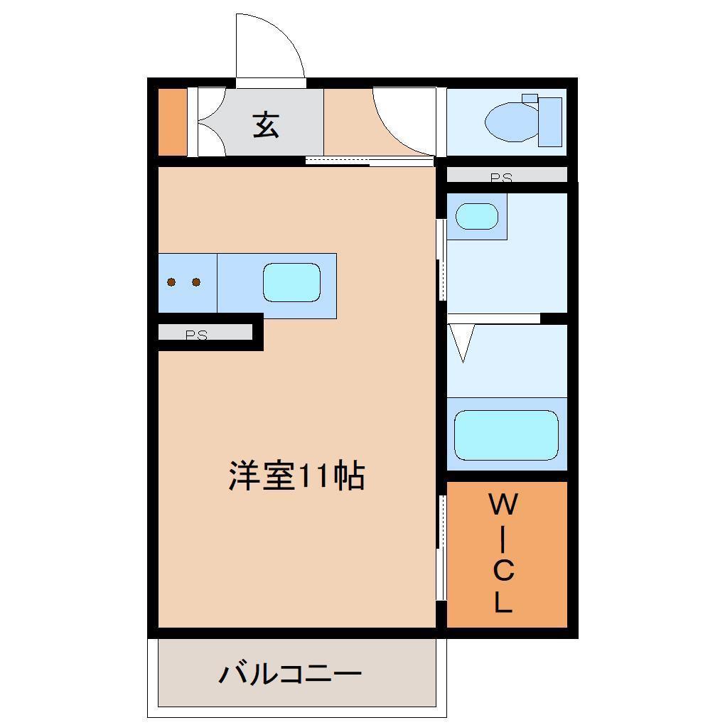 渡橋シャーメゾン(ワンルーム/1階)の間取り写真