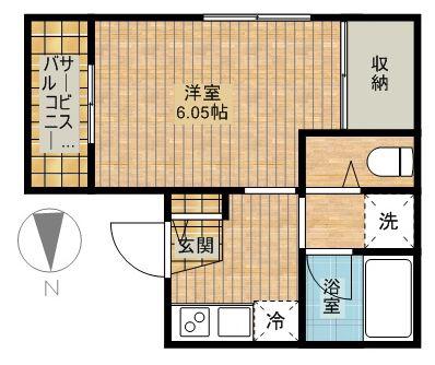 マーサル新城(1K/2階)の間取り写真