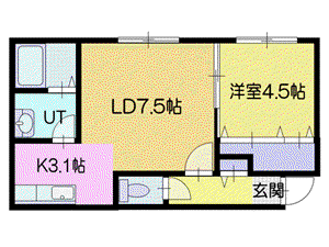 シュプリーム(1LDK/2階)の間取り写真
