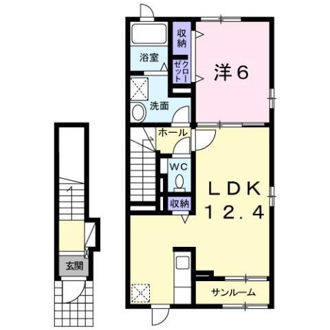 NEOS淡万II(1LDK/2階)の間取り写真
