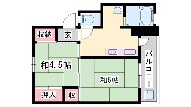 ビレッジハウス小坂(2K/5階)の間取り写真